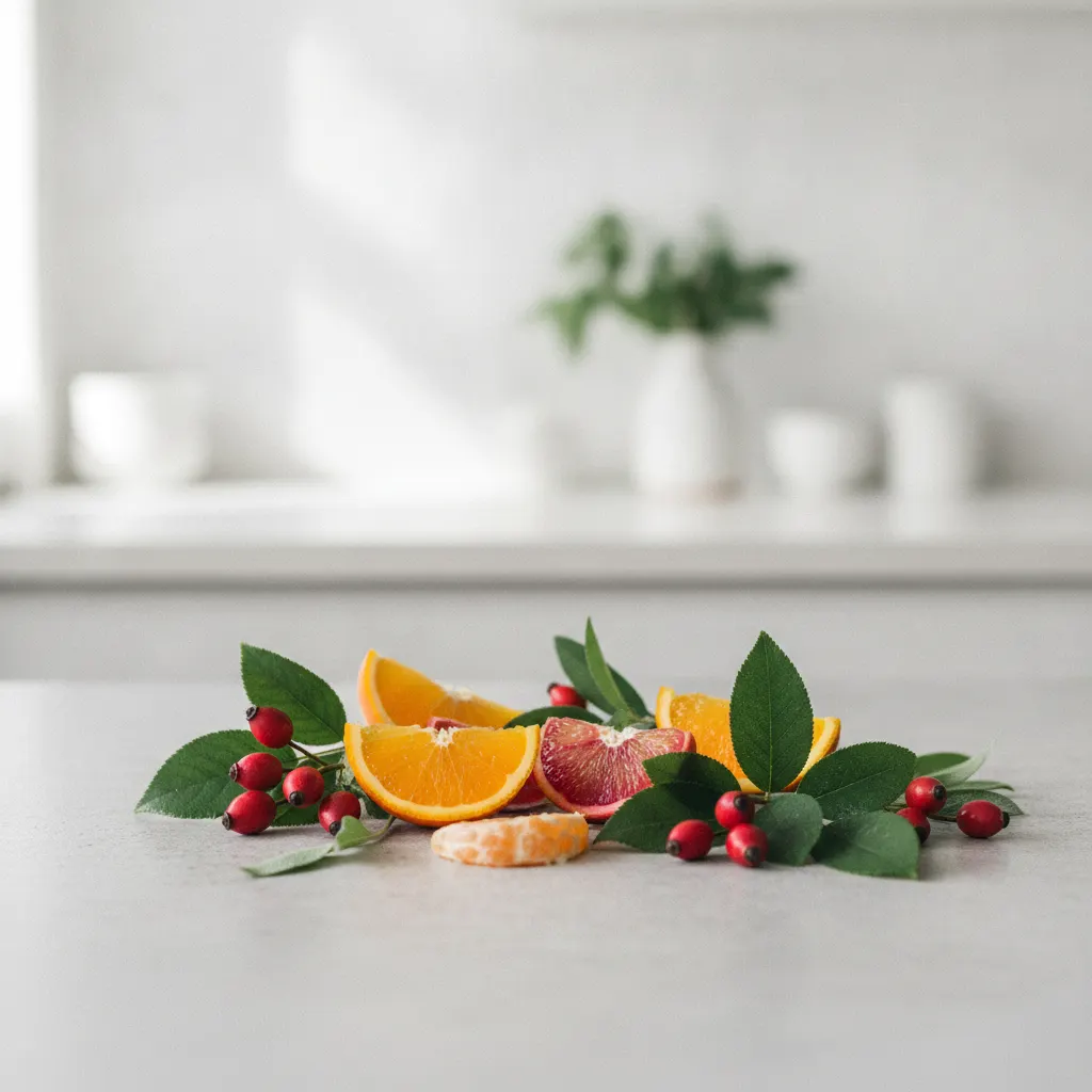 Ingrediënten van Metova Focus Nutrients op een lichte ondergrond
